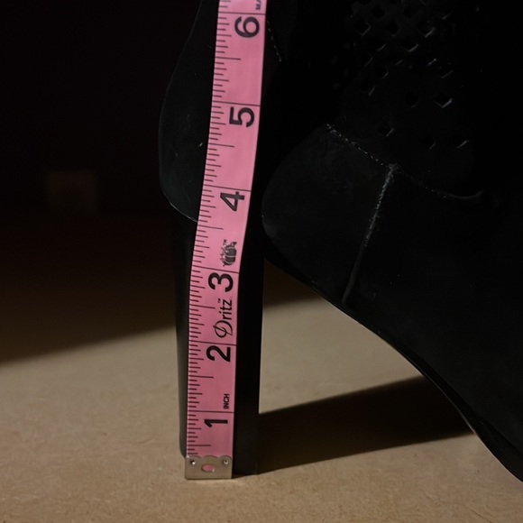 Diane Von Furstenberg | Suede Ankle Bootie | Mesh Design | in Black - Picture 12 of 13